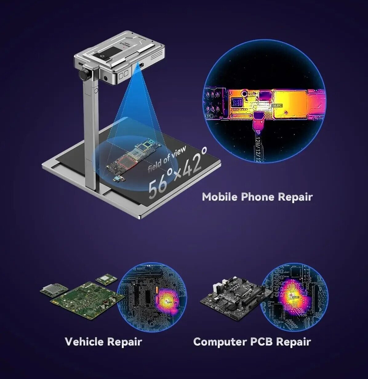 Pcb Short Circuit Thermal Diagnostics - LANGCHI ShortCam III 4K赤外線サーマルイメージング機器診断機器サーマルイメージャーPCB短絡修理ツール