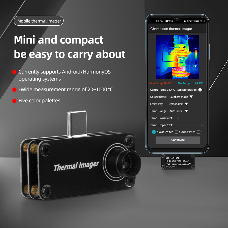 Tiop01 Thermal Camera - TIOP01 サーマルイメージャー ナイトビジョン 赤外線イメージングカメラ 温度測定 -20~1000