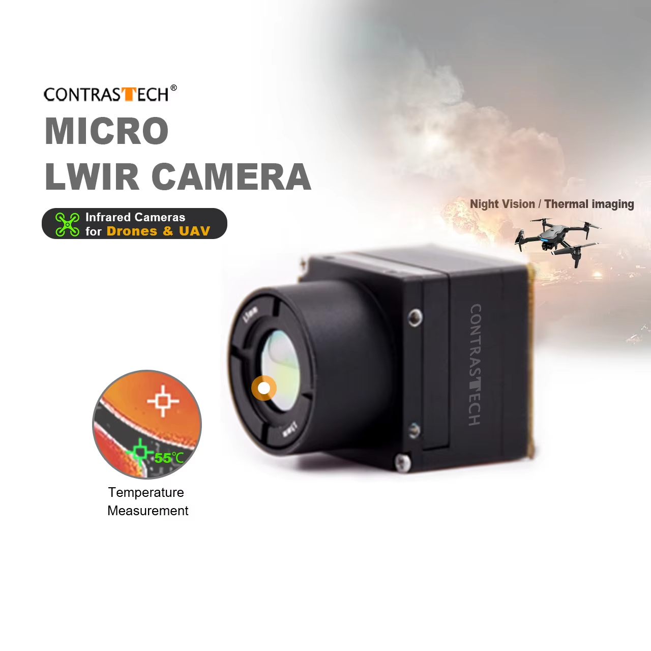 Thermal Imager Drone Gimbal - 640x512 LWIR シャッターレス放射計測熱画像コア 1-4倍ズーム 25Hz 赤外線カメラモジュール