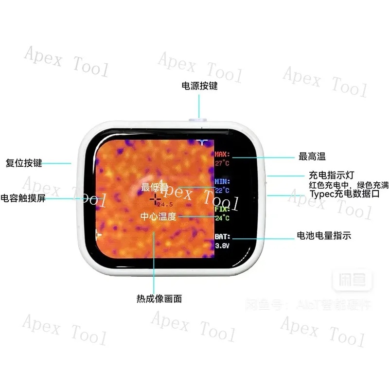 320×240のタッチスクリーンを搭載した小型携帯型熱画像暗 - Underfloor Heating Thermal Detector のレビューと価格