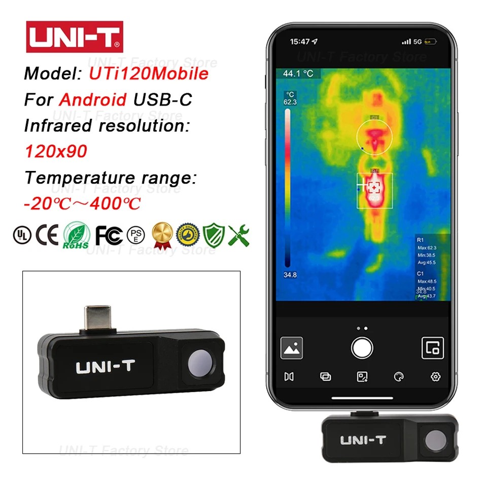 UNI-T 赤外線熱画像カメラ UTi120Mobile U - Thermal Imaging Camera 256X192 のレビューと価格