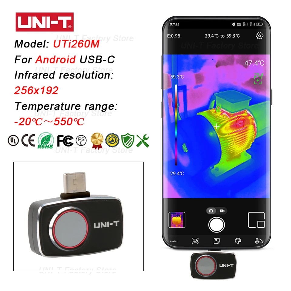 UNI-T 赤外線熱画像カメラ UTi120Mobile U - Thermal Imaging Camera 256X192 のレビューと価格